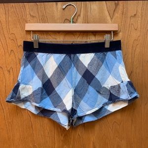 Aerie Blue Plaid Flannel Shorts Medium